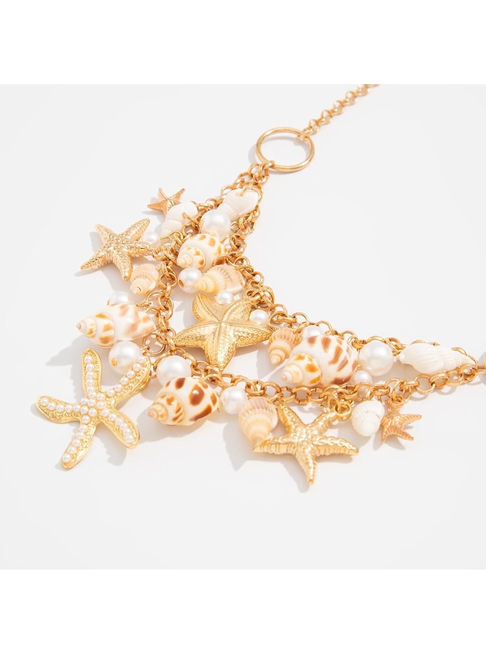 Anthropologie Gold-tone Starfish & Shell Charm Necklace with Cream Shells - Picture 6 of 7